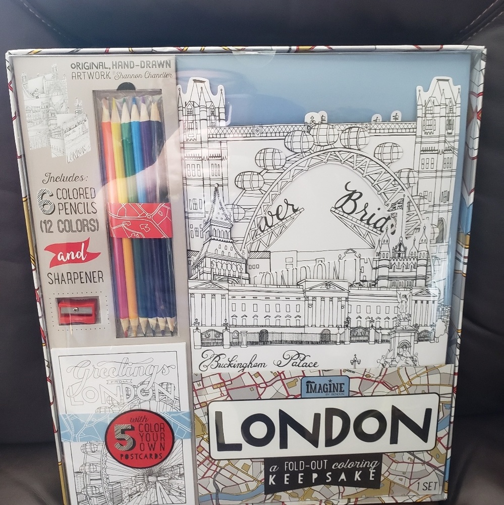 NIB London fold out coloring keepsake